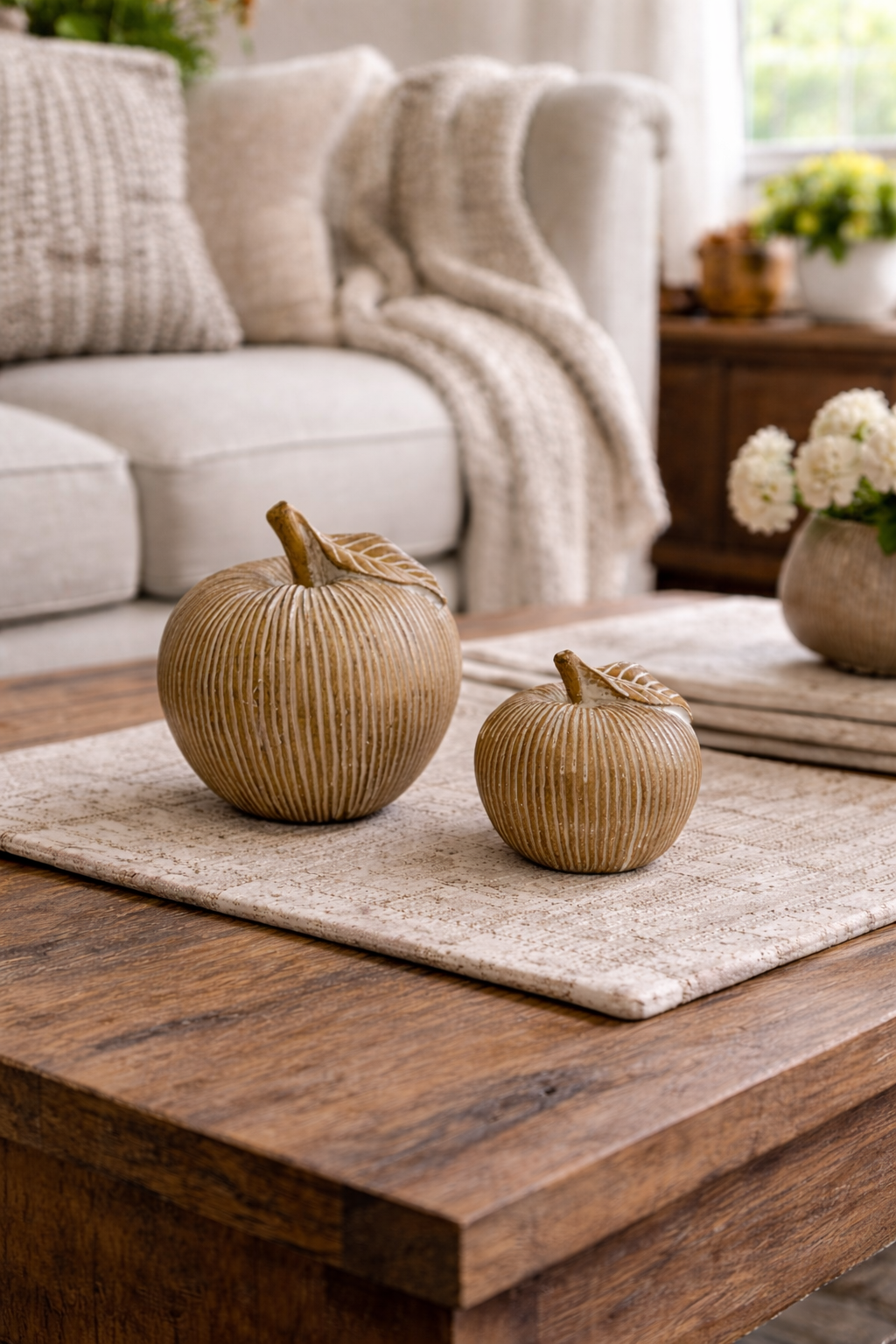 Set Manzanas Decorativas Madera Texturizada