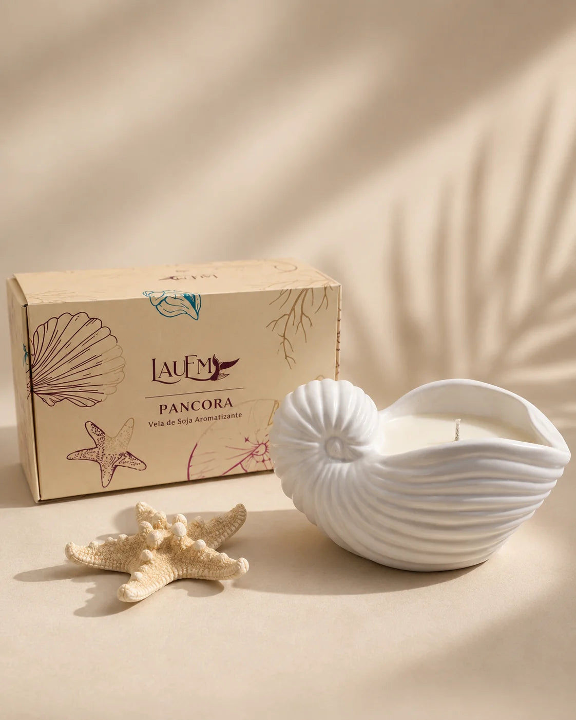 VELA "PANCORA" DE SOJA EN BASE DECORATIVA LAUEM