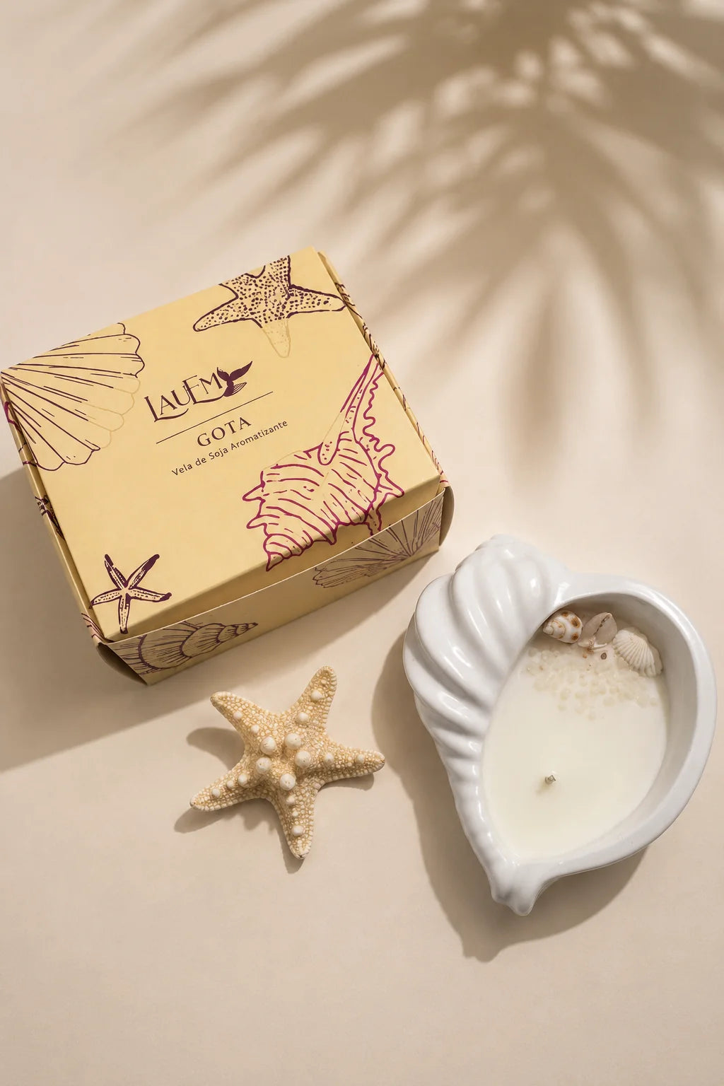 VELA "GOTA" DE SOJA EN BASE DECORATIVA LAUEM