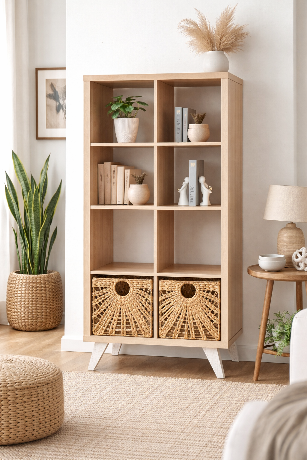 Mueble Repisa 8 Compartimentos Con Canastas "Natura"