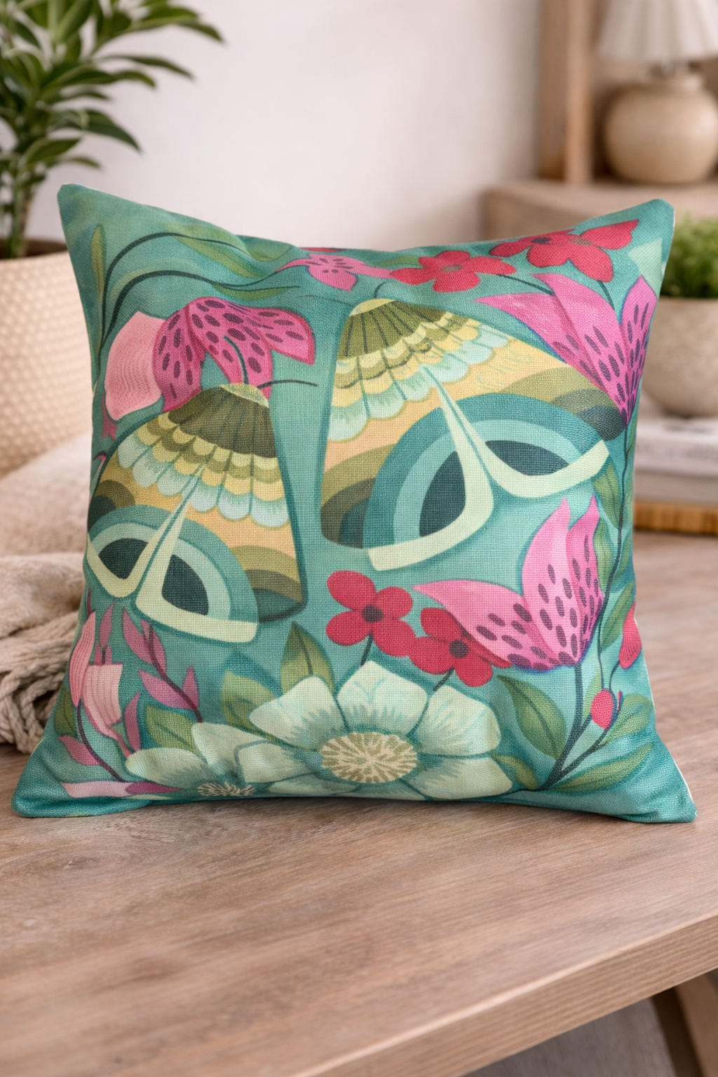 Funda Cojín Estampado Mariposas 45x45 cms