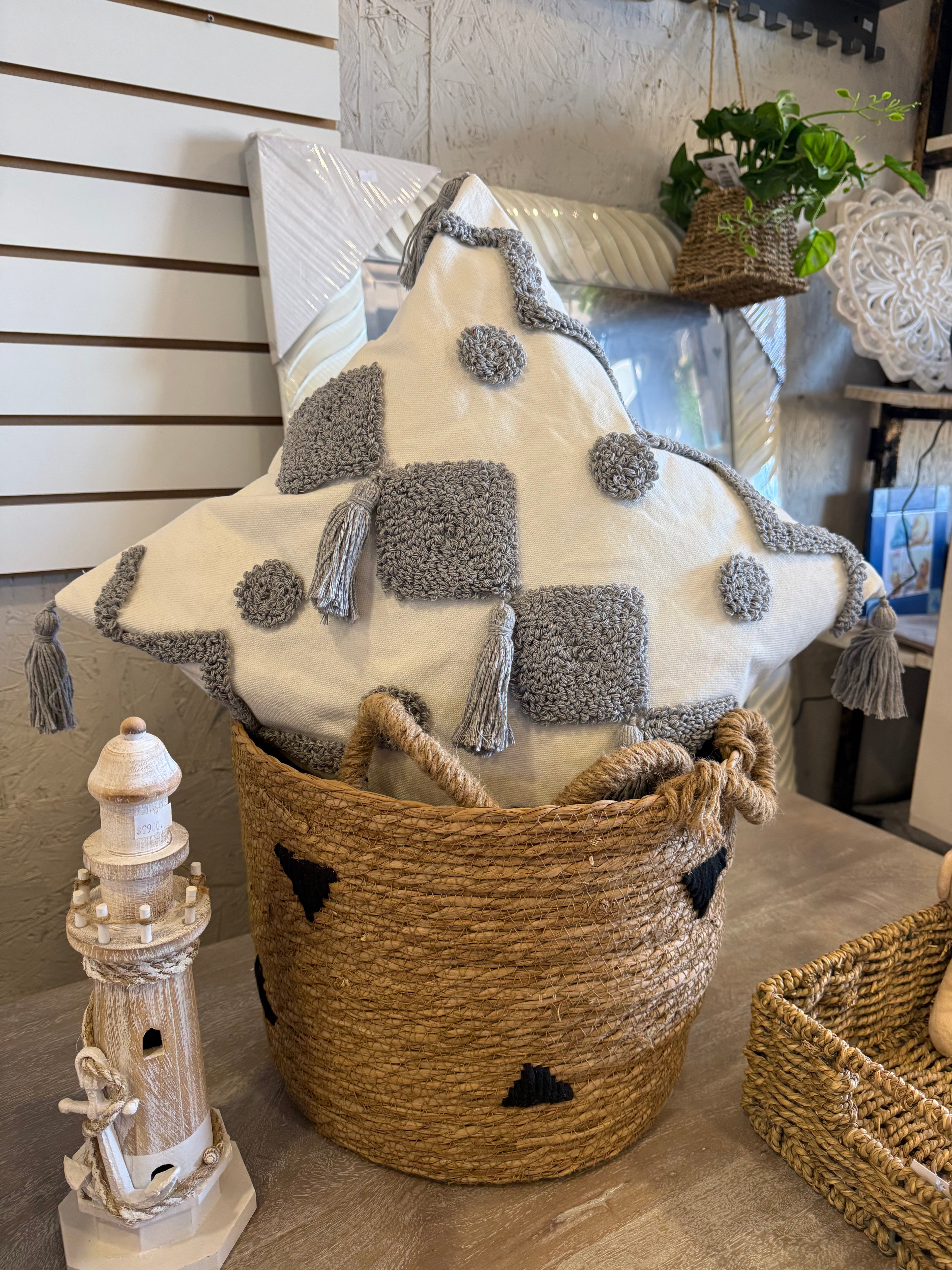 Funda Cojín Estilo Boho Gris 45x45 cms