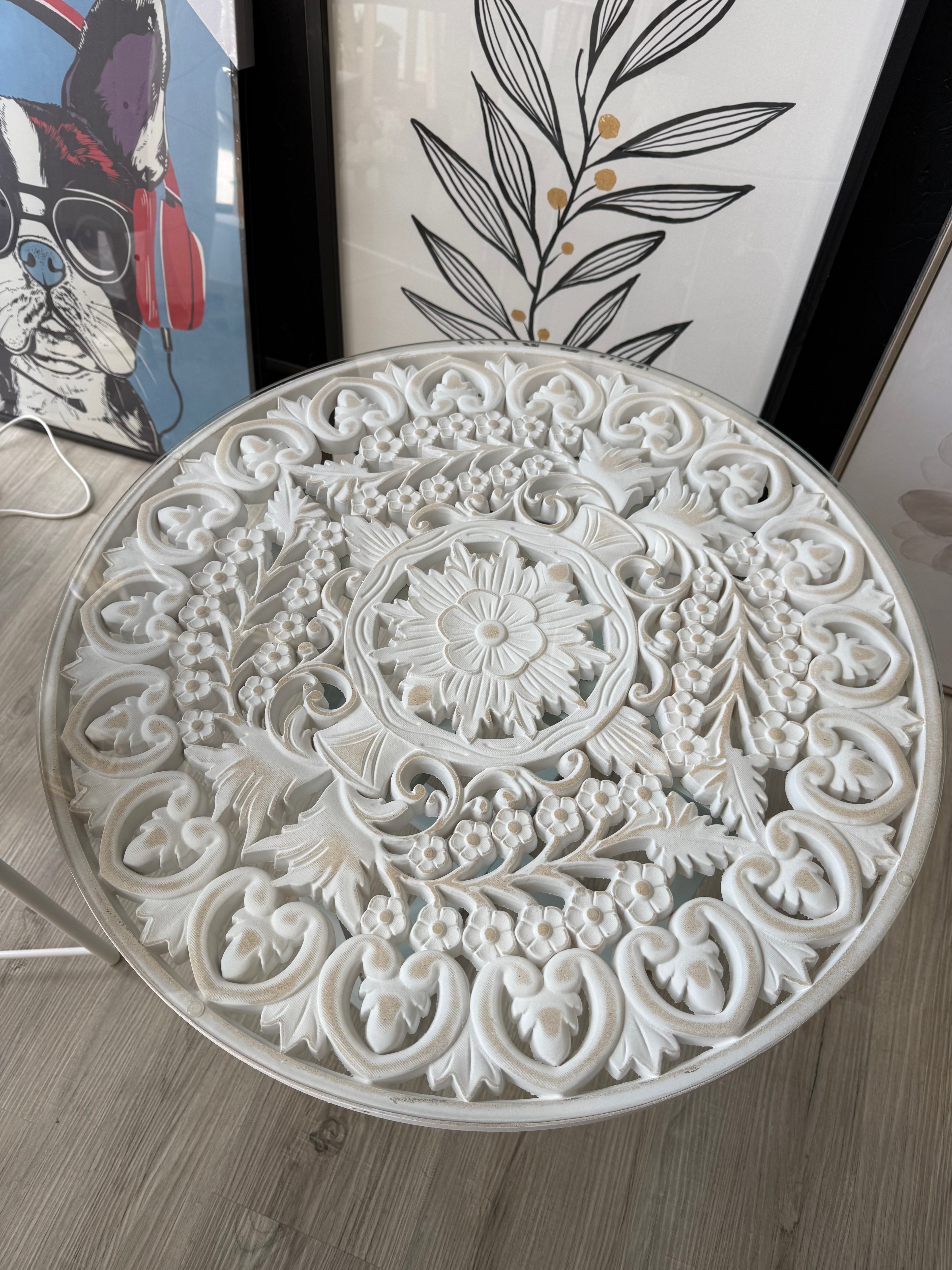 Mesa de centro "Caracola" (Base celeste)