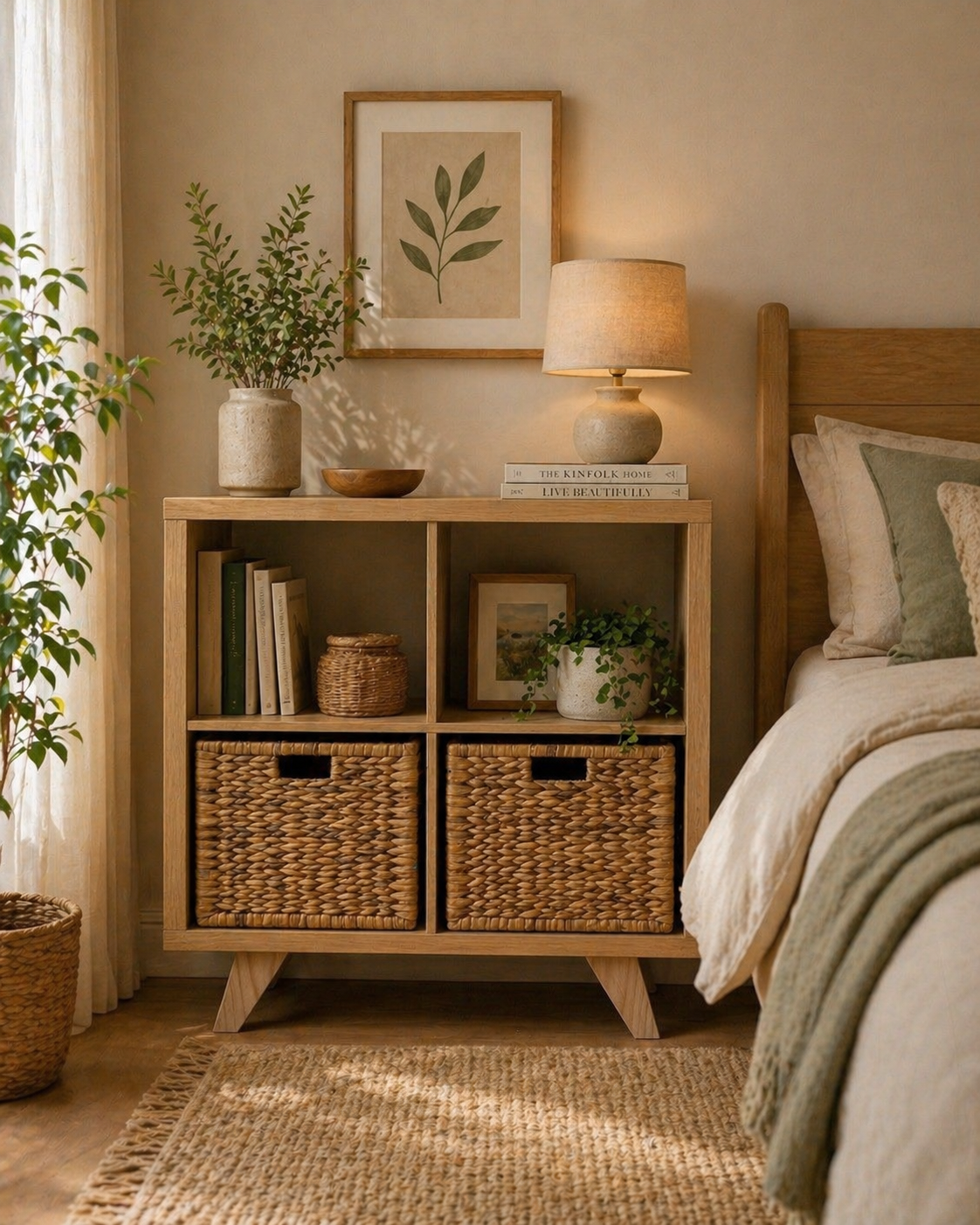 Mueble Organizador 4 Compartimentos Con Canastos "Natura"