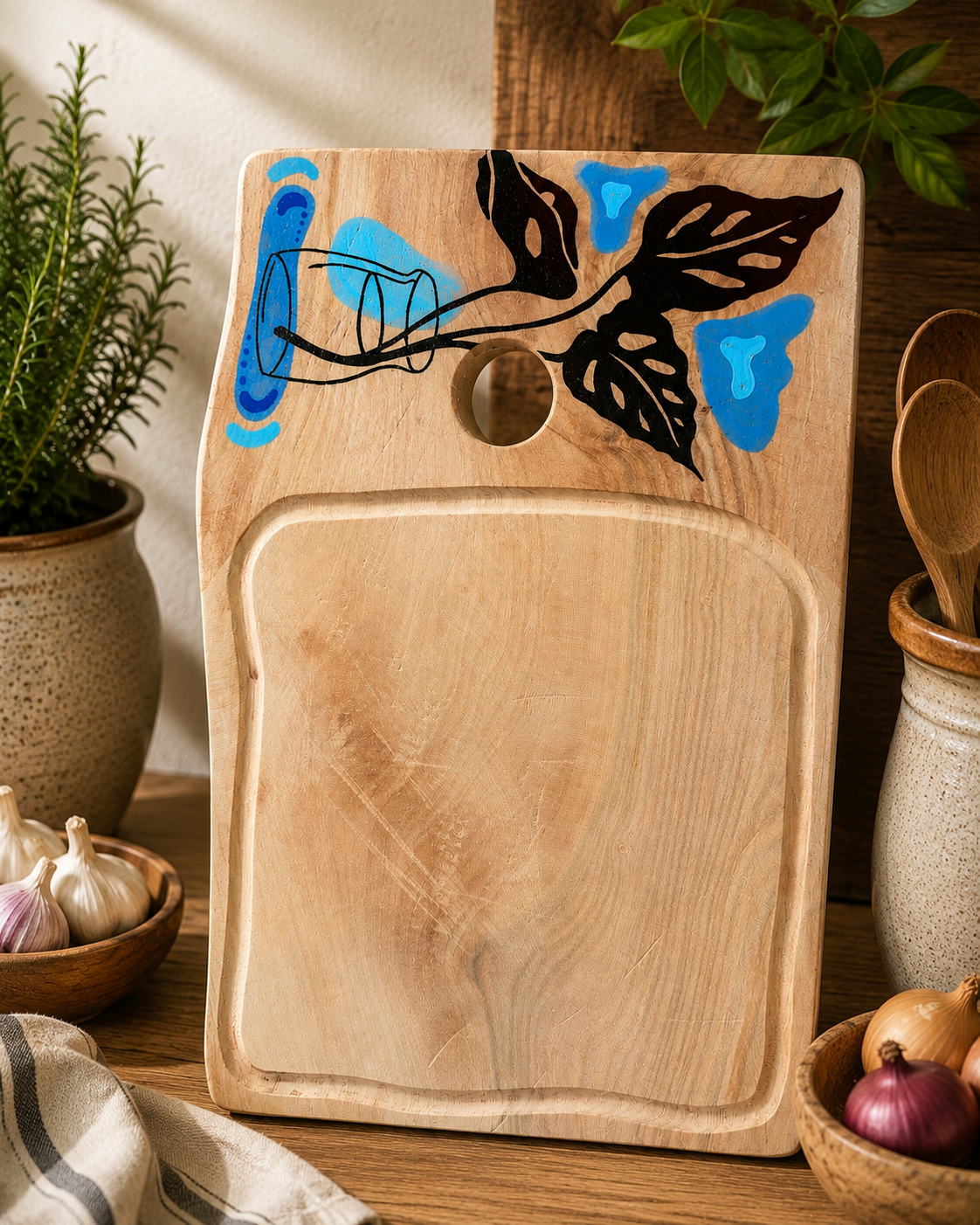 Tabla De Picar Pintada A Mano "Cod.5"