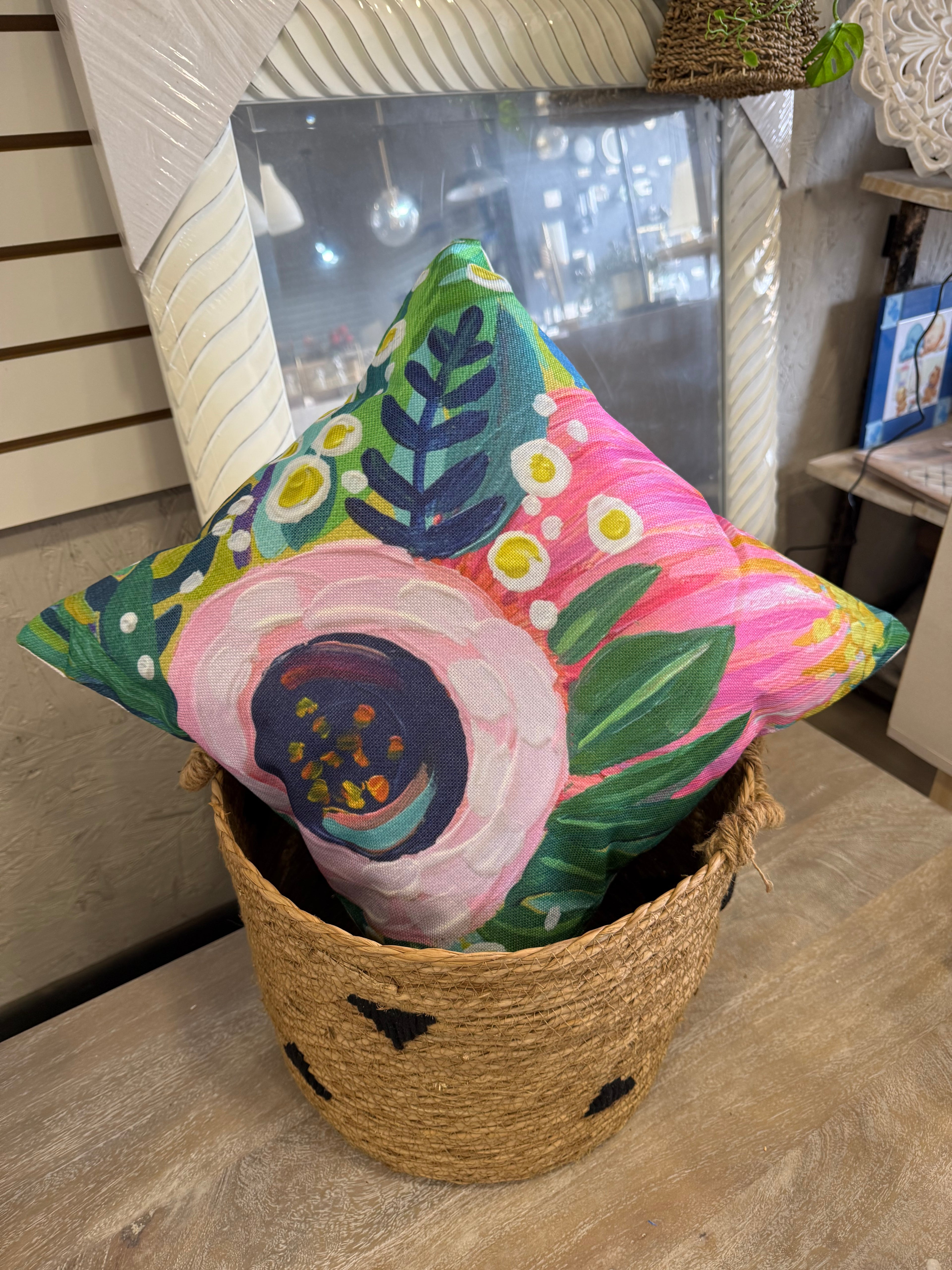 Funda Cojín Estampado Flor  45x45 cms