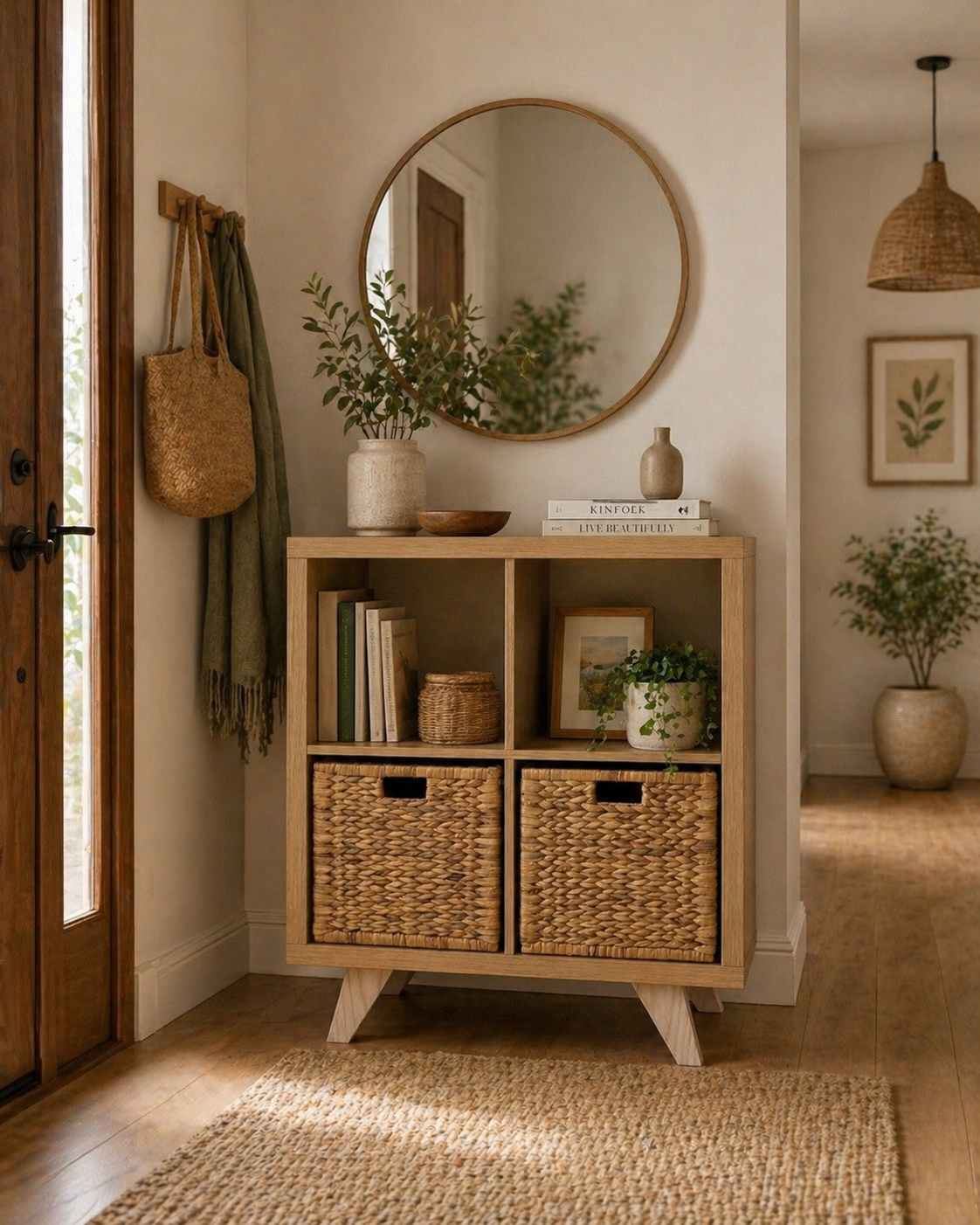 Mueble Organizador 4 Compartimentos Con Canastos "Natura"