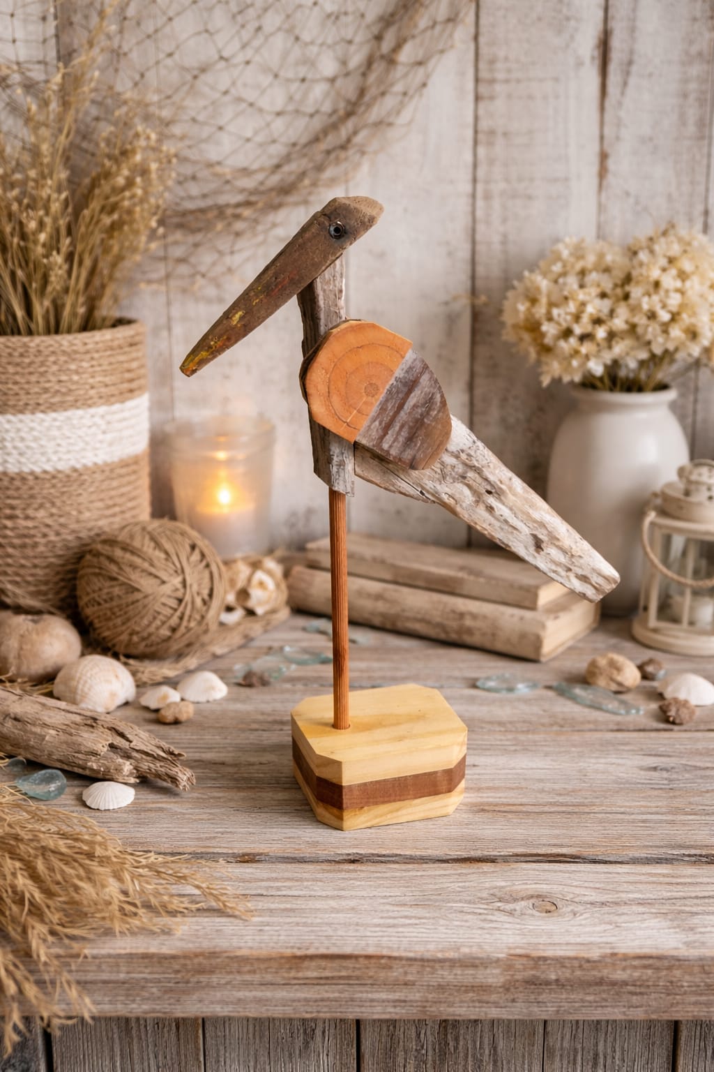 Escultura de madera "Garza"
