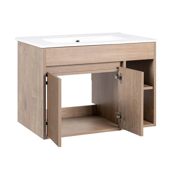 Mueble Vanitorio Lille Lenga Texturizado + Cubierta 70x46x50 cms Stretto