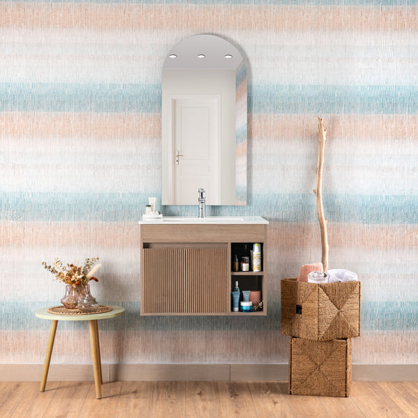 Mueble Vanitorio Lille Lenga Texturizado + Cubierta 70x46x50 cms Stretto