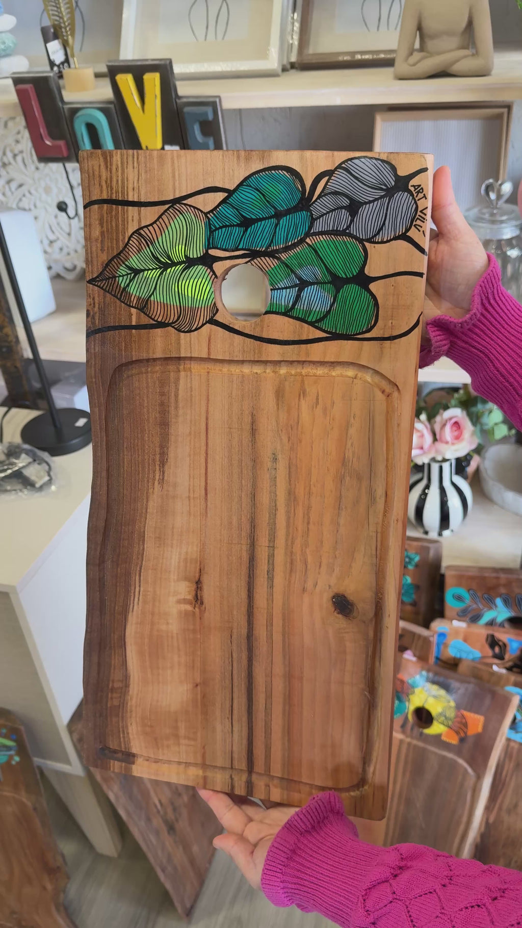 Tabla De Picar Pintada A Mano "Cod 16"