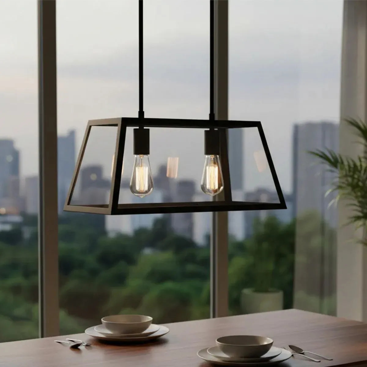 Lámpara Colgante Vanko 2 Luces Negro