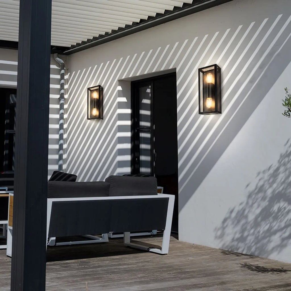 Aplique Exterior Varina Glass Bidireccional Negro