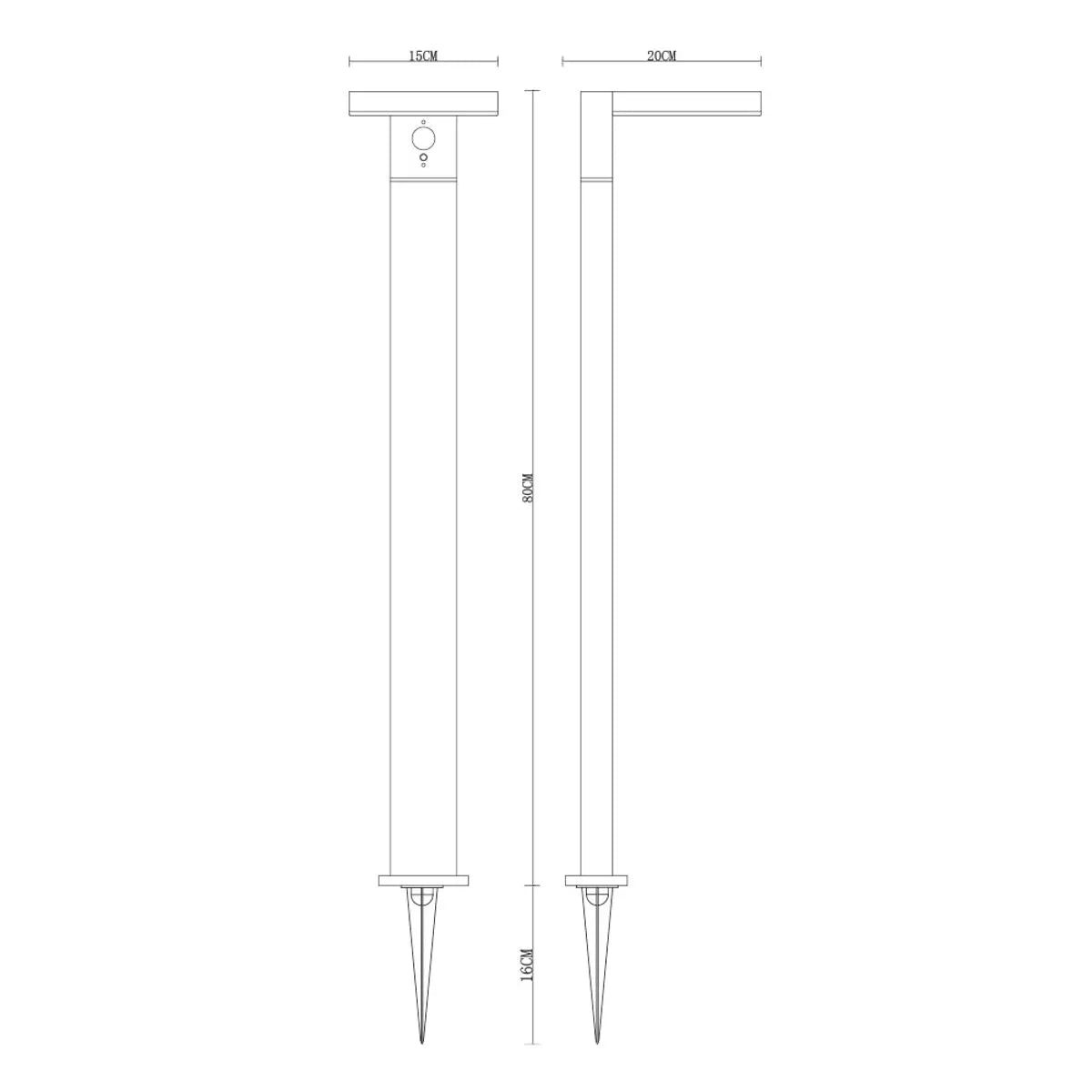 Estaca solar terral 50 cms con sensor 5w triple función